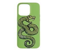 Custodia per iPhone 15 Pro Max Illustrazione del serpente che colpisce il tatuaggio del serpente che sibila verde