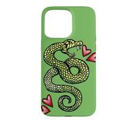 Custodia per iPhone 15 Pro Max Illustrazione del serpente che colpisce il tatuaggio del serpente che sibila verde