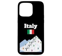 Custodia per iPhone 15 Pro Max Italia, sci, viaggio, souvenir, sci, amante dello sci, bandiera italiana