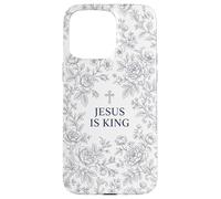 Custodia per iPhone 15 Pro Max Jesus Is King Cristiano Fede Croce Floreale Preghiera Donne