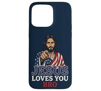 Custodia per iPhone 15 Pro Max Jesus Loves You Bro Christian Religious Faith