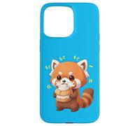 Custodia per iPhone 15 Pro Max Kawaii Red Panda Bamboo Cat Munching Felicemente