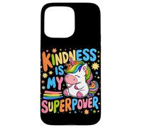 Custodia per iPhone 15 Pro Max Kindness is My Superpower Be Kind Unicorn Anti Bullismo Bambini