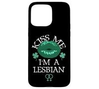 Custodia per iPhone 15 Pro Max Kiss Me I'm a Lesbian St Patricks Day Green Lips Les Pride