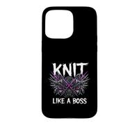 Custodia per iPhone 15 Pro Max Knitting Crafter Knit Like A Boss Heavy Metals Skull