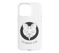 Custodia per iPhone 15 Pro Max Krampus Cat Horror Xmas Illustration Horned Cat w Tongue