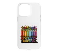 Custodia per iPhone 15 Pro Max La diversità ci rende bellissimi libri arcobaleno fiori