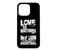 Custodia per iPhone 15 Pro Max L'amore sta guardando mio figlio giocare a basket
