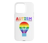 Custodia per iPhone 15 Pro Max Lampadina arcobaleno per la consapevolezza dell'autismo, supporto autistico, mamma e papà