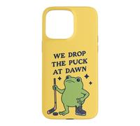 Custodia per iPhone 15 Pro Max Lasciamo cadere il disco all'alba Funny Hockey Frog