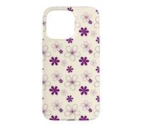 Custodia per iPhone 15 Pro Max Lavanda Viola Daisy Pattern Line Art Fiori Floreali