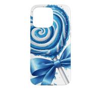 Custodia per iPhone 15 Pro Max Lecca lecca cuore caramella menta piperita blu