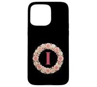 Custodia per iPhone 15 Pro Max Letter H Floral Monogram Initial Name Pink White Flower
