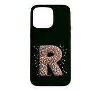 Custodia per iPhone 15 Pro Max Letter R Candy Rainbow Sprinkles Monogram Style