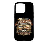 Custodia per iPhone 15 Pro Max Libertà guadagnata non data 250 anni Strong Patriotic Eagle US