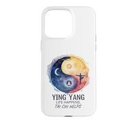 Custodia per iPhone 15 Pro Max Life Happens Tai Chi aiuta Yin Yang notte e giorno