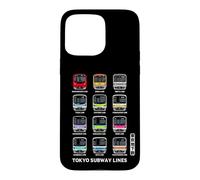 Custodia per iPhone 15 Pro Max Linee ferroviarie della metropolitana di Tokyo Kanji Marunouchi Ginza Hibiya Oedo