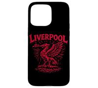Custodia per iPhone 15 Pro Max Liverpool England Zine Ink con stampa rossa a forma di uccello con fegato