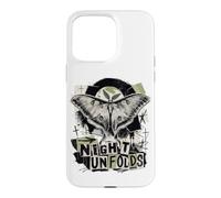 Custodia per iPhone 15 Pro Max Luna Moth Night si apre grunge collage