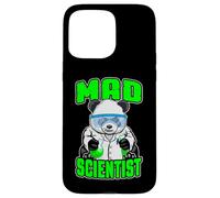 Custodia per iPhone 15 Pro Max Mad Scientist Panda Bear, divertente animale, fanatico della scienza STEM