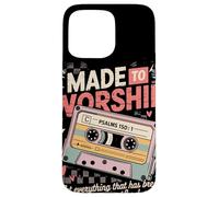 Custodia per iPhone 15 Pro Max Made To Worship Psalm 150:1 Cassetta Retrò Lode Cristiana