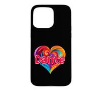 Custodia per iPhone 15 Pro Max Maglietta con scritta "I Heart Love Dante" e nome colorato