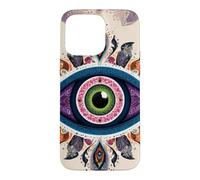 Custodia per iPhone 15 Pro Max Mandala Evil Eye Art Style Boho Hippie estetica tribale