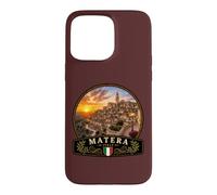 Custodia per iPhone 15 Pro Max Matera Italia Tramonto Vecchio e Città Mediterraneo Design
