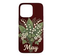 Custodia per iPhone 15 Pro Max May Birth Flower Lily of the Valley & Hawthorn Birthday