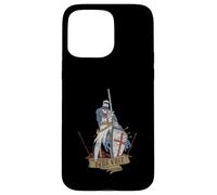 Custodia per iPhone 15 Pro Max Medievale Guerriero Santo Cavaliere Templare Deus Vult Vintage