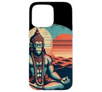 Custodia per iPhone 15 Pro Max Meditazione Hanuman Vintage Tramonto Empowering Yoga Meditazione