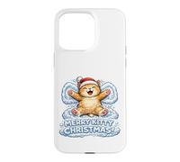 Custodia per iPhone 15 Pro Max Merry Kitty Christmas - Angelo con neve, adorabile per bambini e bambine