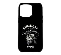 Custodia per iPhone 15 Pro Max Mesquite NV USA, teschio da cowboy, design vintage invecchiato