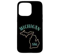 Custodia per iPhone 15 Pro Max Michigan 586 Codice Area Grafico Stato Profilo Regionale Design