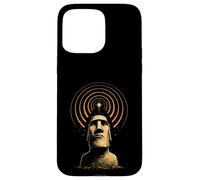 Custodia per iPhone 15 Pro Max Moai Statua Cosmica Antico Mistero Retro Island