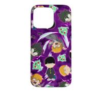 Custodia per iPhone 15 Pro Max Mob Psycho 100 Repeating Chibi Characters on Purple Anime