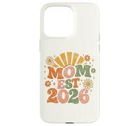 Custodia per iPhone 15 Pro Max Mom Est 2026 Groovy Retro Daisy Flower New Mom Mother's Day