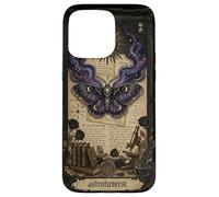 Custodia per iPhone 15 Pro Max Moth Sun Dark Gothic Crescent Moon Skull