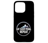 Custodia per iPhone 15 Pro Max Mountain Biking Cyclist Eat Sleep Pedal Repeat