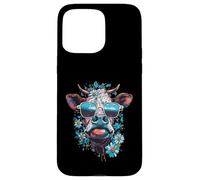 Custodia per iPhone 15 Pro Max Mucca colorata con occhiali da sole - Flower Power Design