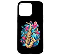 Custodia per iPhone 15 Pro Max Musicista ispirato al jazz amante del sax