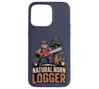 Custodia per iPhone 15 Pro Max Natural Born Logger (castoro con motosega)