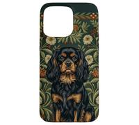 Custodia per iPhone 15 Pro Max Nero Tan Cavalier William Morris Style Floreale