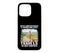 Custodia per iPhone 15 Pro Max Never Underestimate Woman 80s Anni Ottanta Travel Design
