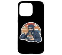 Custodia per iPhone 15 Pro Max Ninja Eating Ramen Noodles Lover Traditional Japanese Art