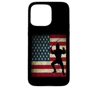 Custodia per iPhone 15 Pro Max Ninja Warrior Bandiera americana americana