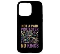Custodia per iPhone 15 Pro Max Not A Paid Manifester No Kings, divertente disegno a forma di gatto pro democratico