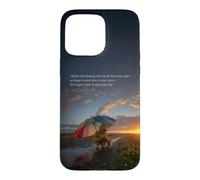 Custodia per iPhone 15 Pro Max Nuvole sul cielo serale - Arte raffigurante gentile e speranza in un giorno di pioggia
