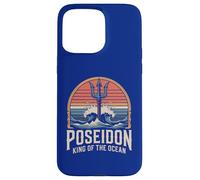 Custodia per iPhone 15 Pro Max Opera d'arte retrò Poseidon King of the Ocean Trident Waves