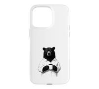 Custodia per iPhone 15 Pro Max Orso Burbero con Caffè Disegno Animale per Chi Ama il Caffè